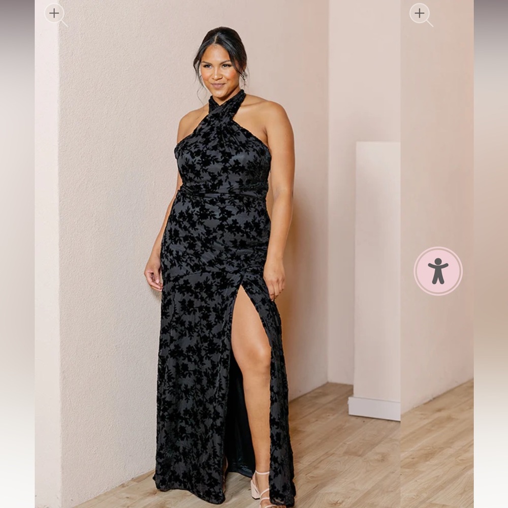 Revelry black velvet burnout bridesmaids or black tie dress